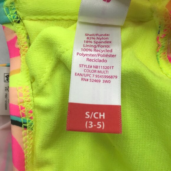 No Bo Junior's Wide Strap Off Shoulder Swim Top Multicolor Tropical Sm 3-5 New - Picture 8 of 14